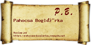 Pahocsa Boglárka névjegykártya